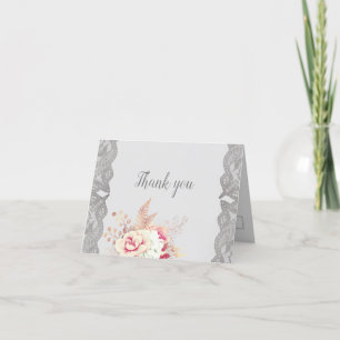 Vintage Pastel Floral Rose Carte de remerciements