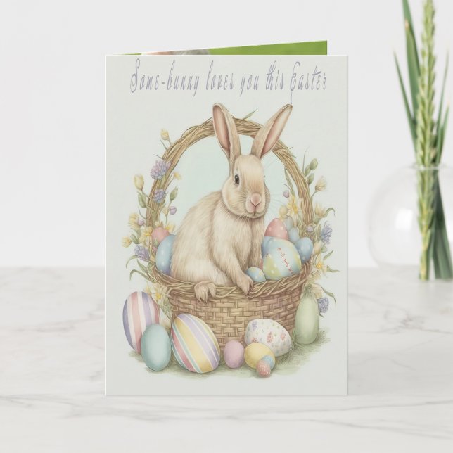 Vintage Pastel Joyeux Bunny de Pâques Grands-paren (Devant)
