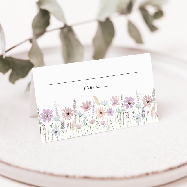 Vintage Pastel Wildflower Wedding Place Card (Créateur téléchargé)