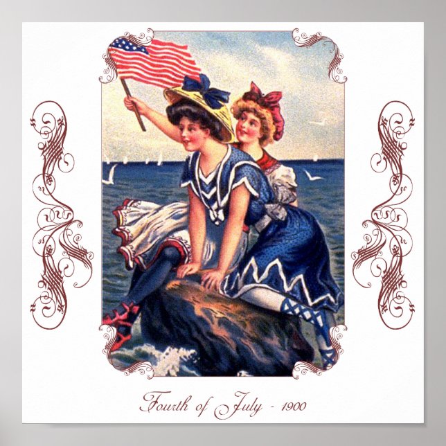 Vintage Patriotic Swimmers Poster (Devant)