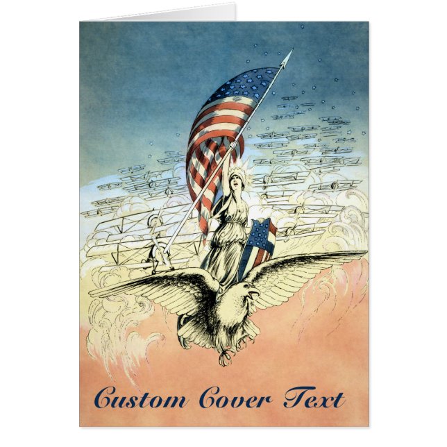 Vintage patriotique, Dame, Aigle avec drapeau amér (Devant)