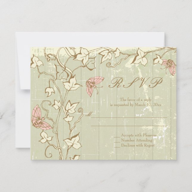 Vintage pays rustique crème mariage RSVP réponse (Devant)
