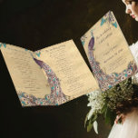 Vintage Peacock Eggplant Purple Bleu Turquoise<br><div class="desc">Le papier feutre est de couleur crème pâle. Eggplant Aqua Vintage Peacock Wedding Programme</div>