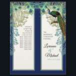 Vintage Peacock Feathers Marine Blue Wedding Progr<br><div class="desc">Une option élégante et peu coûteuse pour un programme de mariage, vous devrez les plier une fois que vous les recevez. Arrière - plan bleu marine et vert avec un paon vintage exquis sur une marque entourée de plumes d'aquarelle peinte à la main et de motifs de défilement gravé fleurissent...</div>