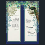 Vintage Peacock Feathers Marine Blue Wedding Progr<br><div class="desc">Une option élégante et peu coûteuse pour un programme de mariage, vous devrez les plier une fois que vous les recevez. Arrière - plan bleu marine et vert avec un paon vintage exquis sur une marque entourée de plumes d'aquarelle peinte à la main et de motifs de défilement gravé fleurissent...</div>
