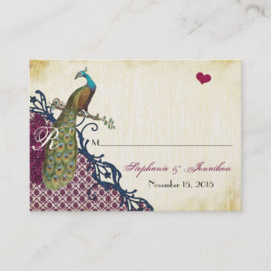 Vintage Peacock Navy Framboise Damas Cartes de pla