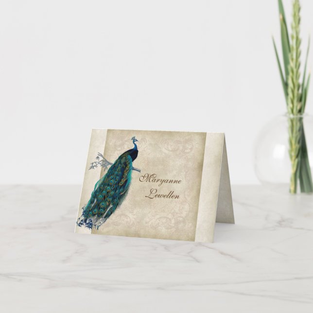 Vintage Peacock Personal Business Correspondence (Devant)