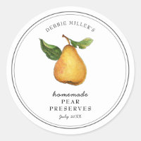 Vintage Pear Preserve Jam jar Canning étiquette