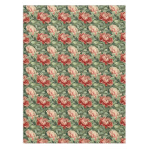 Vintage Peony Motif Sage Vert & Rose Nappe