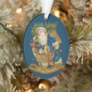Vintage Père Noël classique Bleu Noël personnal