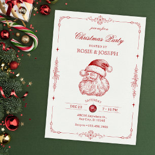 Vintage père Noël fête de noël Invitation
