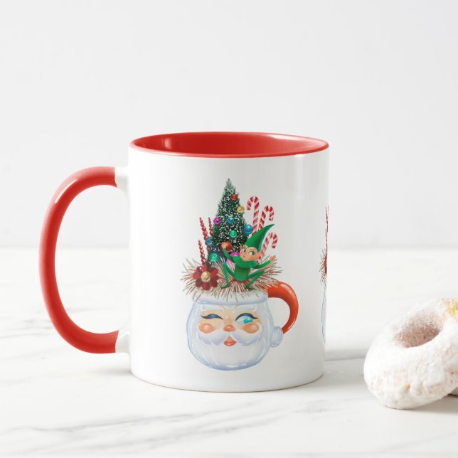 Vintage Père Noël Mug (Avec donut)