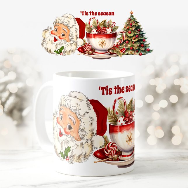 Vintage Père Noël Noël Élégant mignon Mug (Vintage Santa Christmas Elegant Cute Mug)