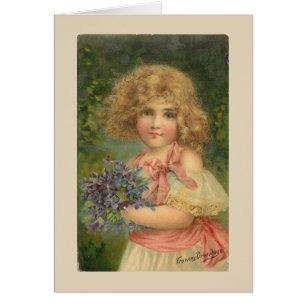 Vintage - Petite fille aux violettes,