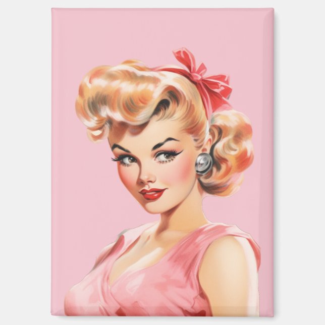 Vintage Pin-Up Magnet – Rosie Belle | Retro 1950s  (Recto)