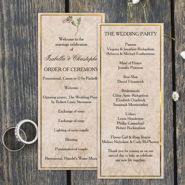 Vintage Pink Berries Programme de mariage (Créateur téléchargé)