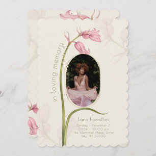 Vintage Pink Floral Photo Funeral Programme
