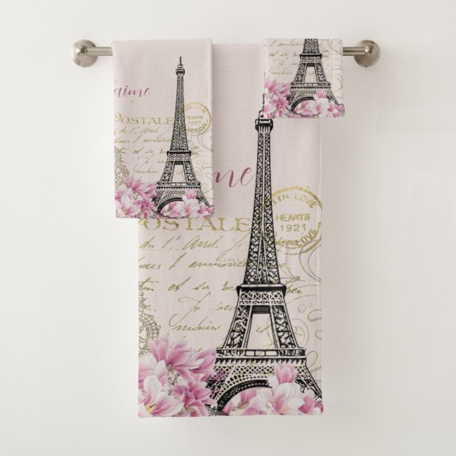 Vintage Pink Paris Eiffel Tower Romantic Collage B (En situation)
