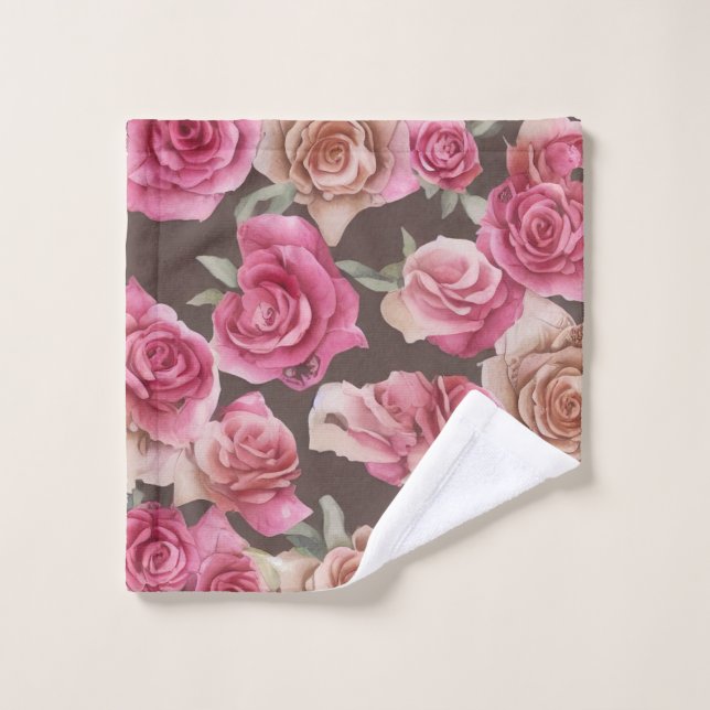 Vintage pink, red, and white roses (Gant de toilette)