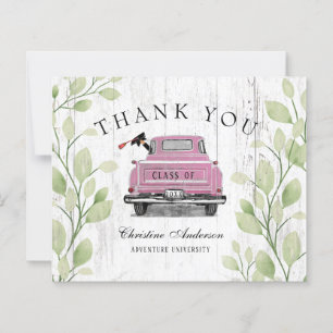 Vintage Pink Truck Rustic Graduation Merci