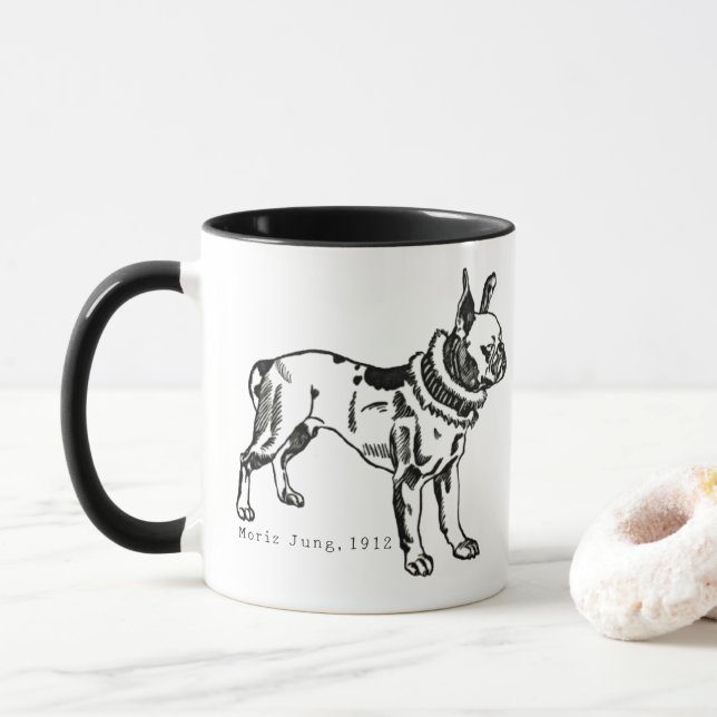 Vintage Pitbull Art Personalized Mug (Avec donut)