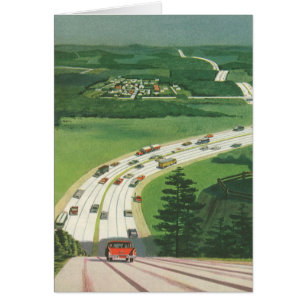 Vintage Pittoresque American Highways, Cars Road T