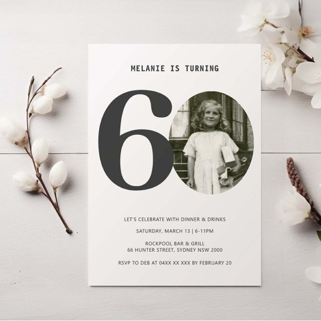 Vintage Plaid 60e anniversaire Invitation photo (Créateur téléchargé)