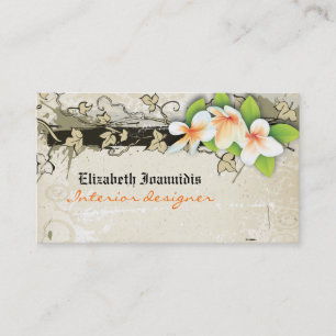 Vintage plumeria décorateur carte de visite