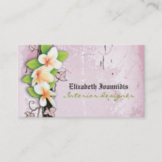 Vintage plumeria décorateur carte de visite