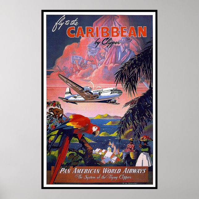 Vintage Poster Print Caribbean (Devant)