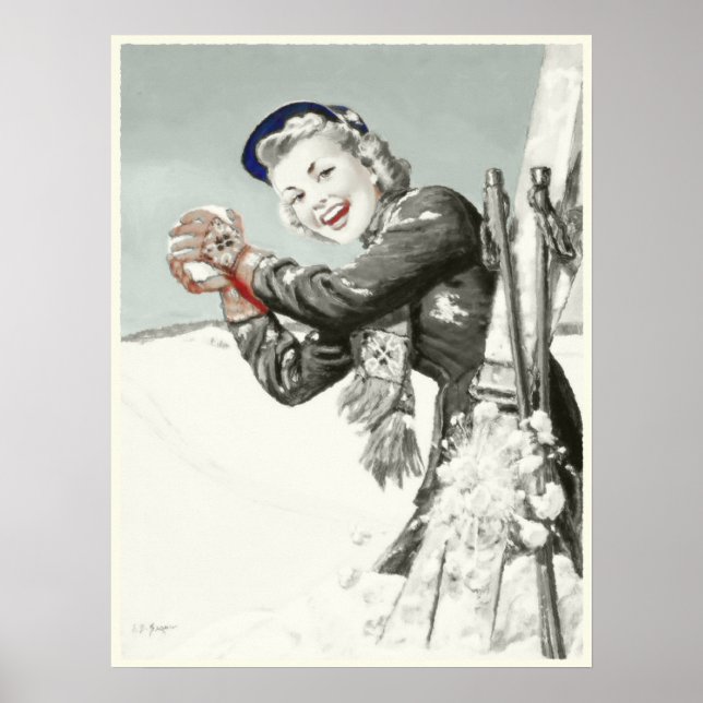 Vintage Poster with Winter Holiday Print (Devant)