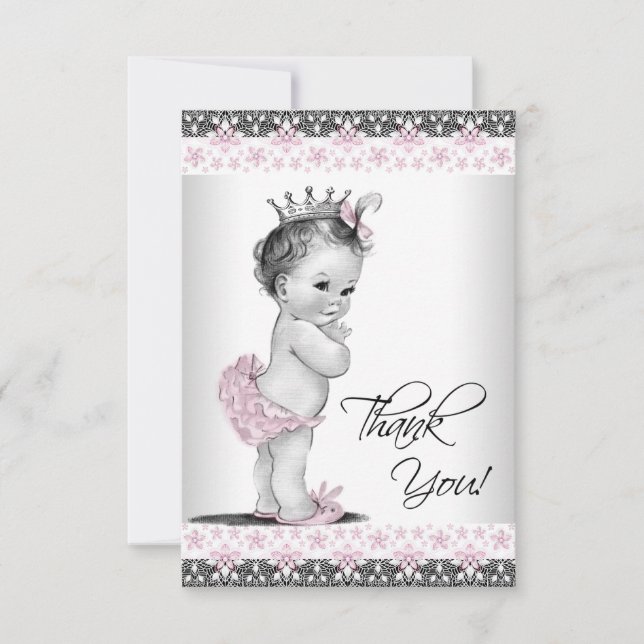 Vintage Princesse Baby shower Merci (Devant)