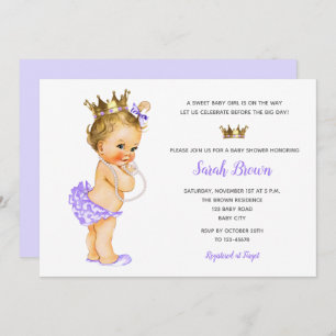Vintage Princesse Invitations Blonde Bébé Violet