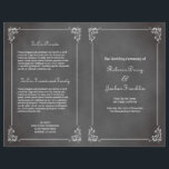 Vintage programme de mariage en tableau gris<br><div class="desc">Créez vos propres programmes de mariage de qualité professionnelle avec ce modèle de programme bi-pli facile à utiliser. Ce programme simple et élégant présente des polices classiques mais lisibles. Remplacez simplement l'exemple de texte par vos informations mariages. Mesure papier 8-1/2" x 11" Vous devrez plier les programmes en 8-1/2" x...</div>