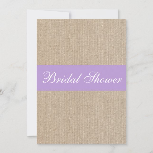 Vintage Purple Burlap Bridal Shower Invitation (Devant)