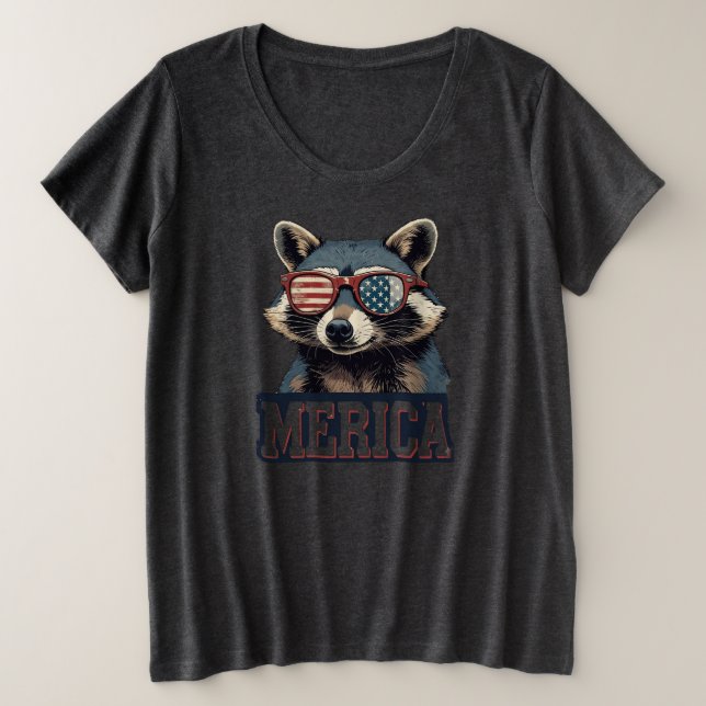 Vintage Raccoon Merica 4 juillet patriotique (Design devant)
