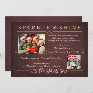 Vintage Red Chalkboard Christmas Party Invitation
