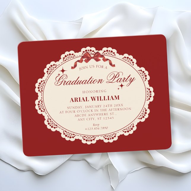 Vintage red Graduation Invitation (Créateur téléchargé)