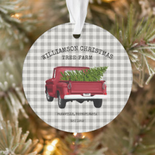 Vintage Red Truck Christmas Tree Farm Nom de famil