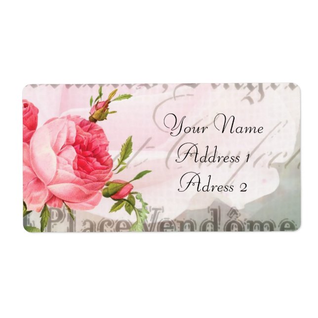 Vintage Redoute Rose Étiquettes de livraison (Devant)