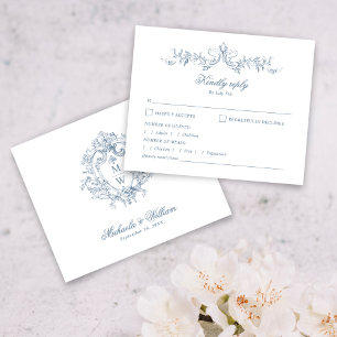 Vintage Régence Monogramme Blason Réponse Mariage 