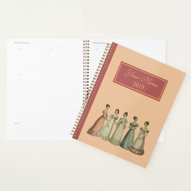Vintage Régency Ladies Planner pour Jane Austen Fa (Devant avec enveloppe)