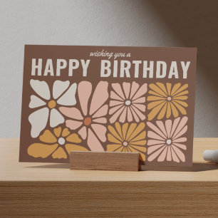 Vintage Retro 60s Floral Bonne carte d'anniversair