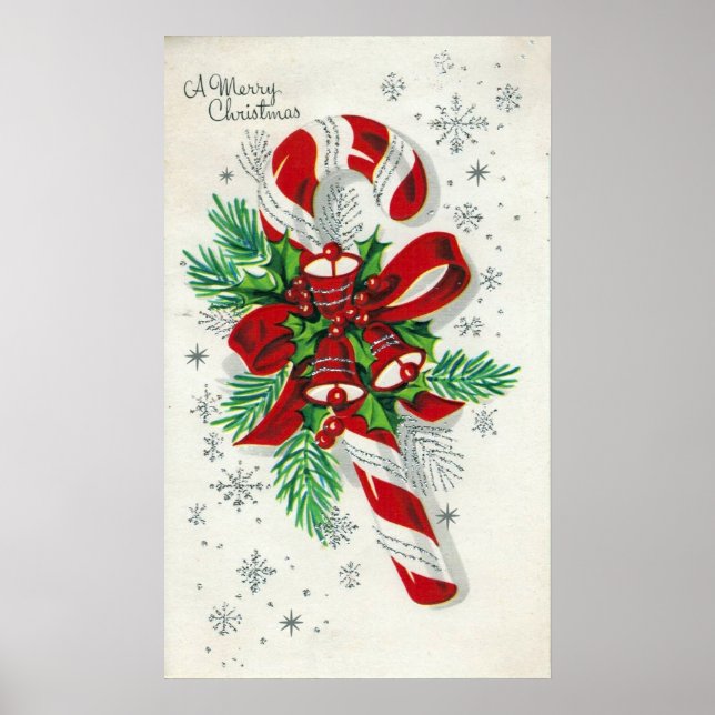 Vintage retro candy cane Christmas poster (Devant)