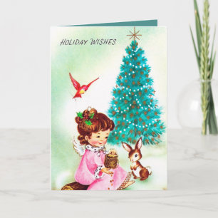 Vintage rétro Christmas Angel ajouter une carte te