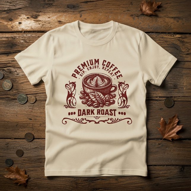 Vintage Retro Coffee Drinker T-Shirt (Créateur téléchargé)