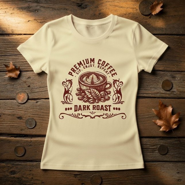 Vintage Retro Coffee Drinker T-Shirt (Créateur téléchargé)