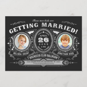 Vintage Retro Enfants Photo Mariage Invitations Ph