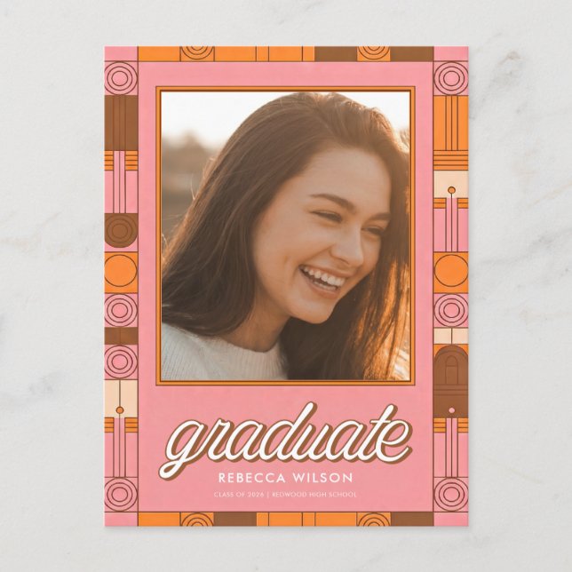 Vintage Retro Graduate Photo Graduation Invitation (Devant)