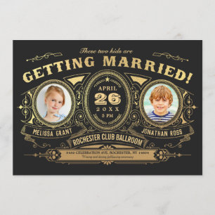 Vintage Retro Kids - Invitations de mariage photo